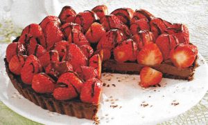Schoko Tarte mit Erdbeeren
